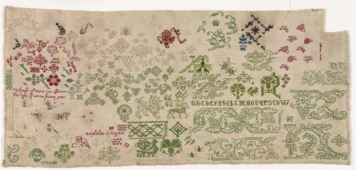 Sampler, 1600 - 1630. England, 17th century. Embroidery: silk on linen tabby ground; overall: 24.1
