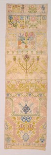 Long Sampler, 1600s. England, 17th century. Embroidery: silk on linen tabby ground; overall: 60.1 x