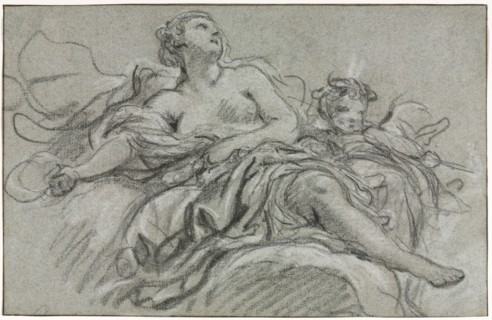 Venus and Cupid, second or third quarter 18th century. François Boucher (French, 1703-1770). Black