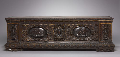 Cassone, mid-1500s. Italy, Venice, mid-16th century. Walnut; overall: 82.9 x 172.7 x 54 cm (32 5/8