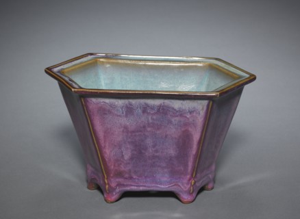 Hexagonal Flower Pot, early 1400s. China, Henan province, Yuxian, Juntai, Ming dynasty (1368-1644).