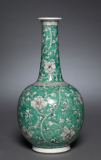 Pair of Bottle Vases with Floral Scrolls, 1662-1722. China, Qing dynasty (1644-1912), Kangxi reign