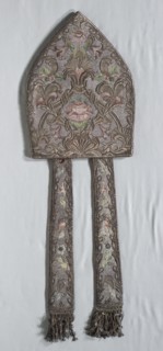 Embroidered Miter, 1700s. Italy, 18th century. Silk; metal thread embroidery on silk; overall: 92.5