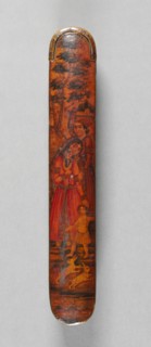 Pen and Ink Box, 1800s. Iran, Qajar period (1779-1925). Lacquer over papier maché; overall: 3.9 x