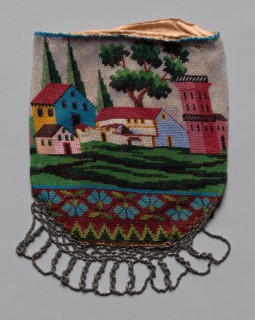 Beaded Bag (landscape scene), 19th century. America, 19th century. Metal beads; overall: 21 x 15 cm
