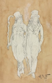Two Young Men of Fashion (Standing), second half 19th century. Alphonse Marie Adolphe de Neuville