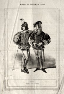 Histoire du Costume en France:  Juges diseurs, 1843. Paul Gavarni (French, 1804-1866). Lithograph