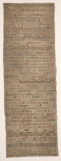 Sampler, 1717. France, early 18th century. Embroidery: silk on linen tabby ground; overall: 63.5 x