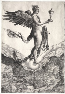 Nemesis, c. 1501-1502. Albrecht Dürer (German, 1471-1528). Engraving; platemark: 33.3 x 23 cm (13