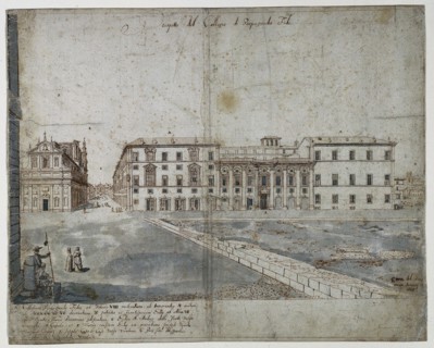 Eighteen Views of Rome: The Collegio di Propaganda Fide (recto), 1665. Lievin Cruyl (Flemish, c.