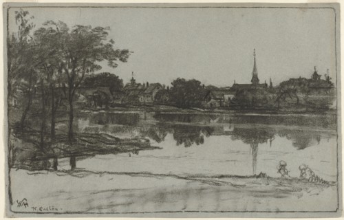 North Easton, Massachusetts, 1877. William Morris Hunt (American, 1824-1879). Charcoal; framing