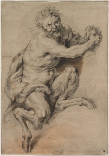 A Faun Grasping a Bunch of Grapes, after 1616/18. Studio of Peter Paul Rubens (Flemish, 1577-1640).