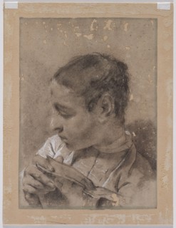 Head of a Young Man in Profile with a Book, c. 1730/40s. Giovanni Battista Piazzetta (Italian,