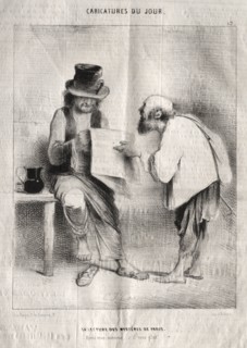 Caricatures du jour:  La Lecture des mystères de Paris. Charles Joseph Traviès de Villers (French,