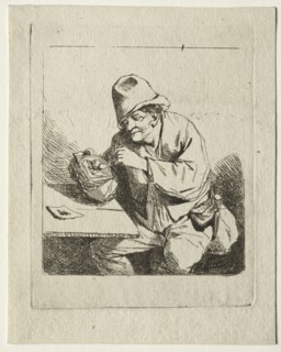 Peasant Lighting his Pipe, mid 1600s. Cornelis Pietersz Bega (Dutch, 1631/32-1664). Etching with