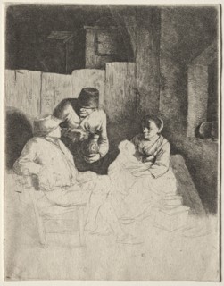 The Mother Seated in an Inn, mid 1600s. Cornelis Pietersz Bega (Dutch, 1631/32-1664). Etching;