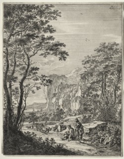 The Upright Italian Landscapes: Ox-Cart. View between Ancona and Sinigaglia. Jan Both (Dutch, c.