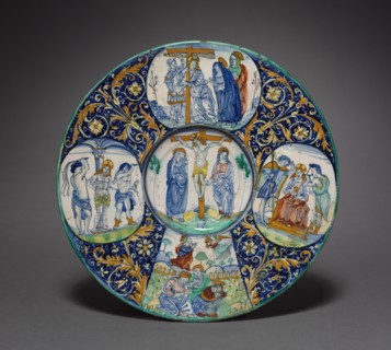 Plate, c. 1510. Painter of the Royal Procession (Italian). Tin-glazed earthenware (maiolica);