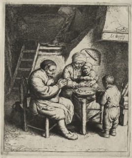 Saying Grace, 1653. Adriaen van Ostade (Dutch, 1610-1684). Etching