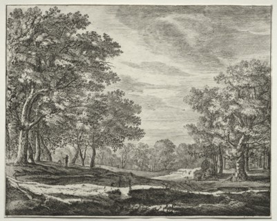 Six view in the wood of the Hague:  A Man with a Staff in His Hand. Roelant Roghman (Dutch,