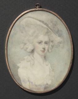 Portrait of a Woman with a Hat, c. 1780. Jeremias Majer (German, 1735-1789). Watercolor on ivory in