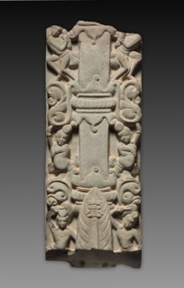 Veneration of the Buddha as a Fiery Piller, late 100s-200s. Southern India, Andhra Pradesh,
