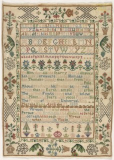 Sampler, 1803. England, early 19th century. Embroidery; silk on woolen canvas; overall: 43.2 x 30.8