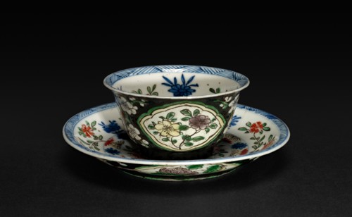Cup and Saucer, 1662-1722. China, Qing dynasty (1644-1912), Kangxi reign (1661-1722). Porcelain;