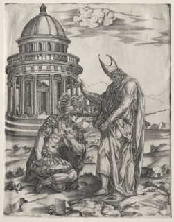 Alexander the Great and the High Priest of Jerusalem, mid 1540s. Master IRs (Italian). Engraving;