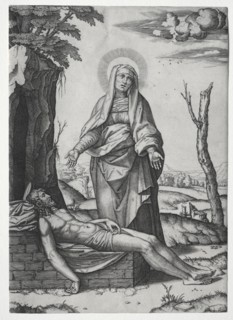 The Pieta'. Marcantonio Raimondi (Italian, 1470/82-1527/34), after Raphael (Italian, 1483-1520).