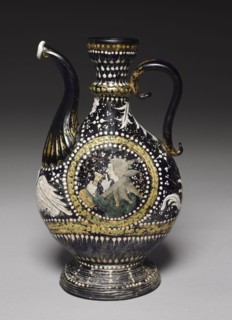 Ewer, c. 1480. Italy, Venice, late 15th century. Enameled lapis-blue glass; overall: 24.2 cm (9 1/2