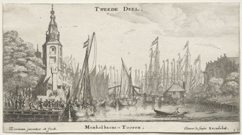 Ships of Amsterdam: Canal near Amsterdam and Tower of Monkel. Reinier Nooms (Dutch, c. 1623-1667).