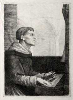 The Monk at the Organ. Alphonse Legros (French, 1837-1911). Etching