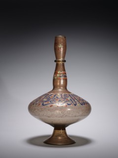 Bottle, c. 1900. Glass with enameled and gilded decoration;