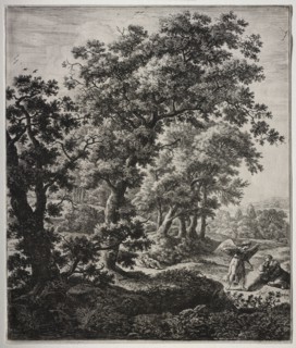 Agar Comforted by the Angel. Anthonie Waterloo (Dutch, 1609/10-1690). Etching