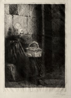 Landscape in the Vicinity of Boulogne, called Woman with a Basket. Alphonse Legros (French,