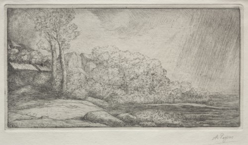 Landscape with Two Trees (Paysage aux deux Arbres). Alphonse Legros (French, 1837-1911). Drypoint