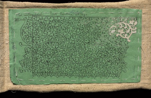 Pattern for Lace with Small Section of Venetian Flat Point Lace worked on It, 17th century. Italy,