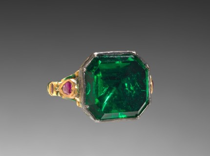 Ring, 1700s. India, Mughal, 18th century. Gold, colored glass, rubies, and enamel; diameter: 2.6 cm