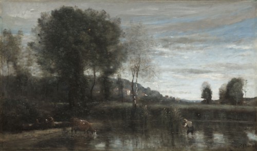 Pond at Ville-d'Avray, late 1860s. Jean Baptiste Camille Corot (French, 1796-1875). Oil on fabric;