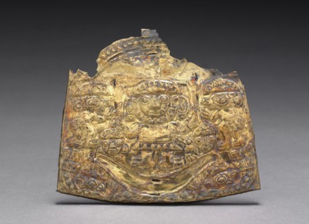 Plaque with Figures, 900-1470. Peru, North Coast, Chimú style (900-1470). Hammered gold alloy;
