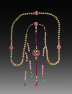 "Mandarin Chain" Bead Necklace, 1800s. China, Qing dynasty (1644-1911). Tourmaline, jade, pearls,