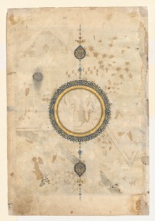Shamsa, recto of the right folio from a double-page frontispiece of a Shahnama (Book of Kings) of