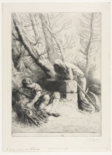 Death and the Woodcutter, 1881. Alphonse Legros (French, 1837-1911). Drypoint