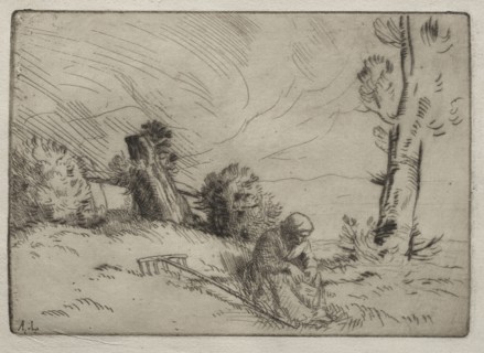 Peasant Woman Seated near a Hedge. Alphonse Legros (French, 1837-1911). Drypoint