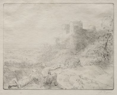 An Old Chateau. Alphonse Legros (French, 1837-1911). Drypoint
