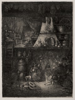 Peasant Interior in the Haute-Garonne, 1858. Rodolphe Bresdin (French, 1822-1885). Lithograph;