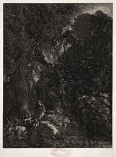 Holy Family with Deer, 1871. Rodolphe Bresdin (French, 1822-1885). Lithograph; sheet: 40.9 x 29.8
