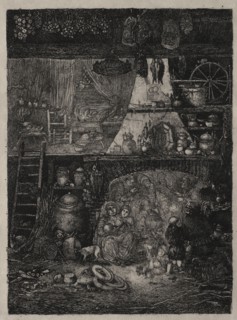 Peasant Interior in the Haute-Garonne, 1858. Rodolphe Bresdin (French, 1822-1885). Etching; sheet: