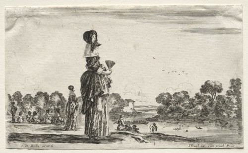 Various Figures and Landscapes:  Women Watching Bathers along a River, 1649. Stefano Della Bella